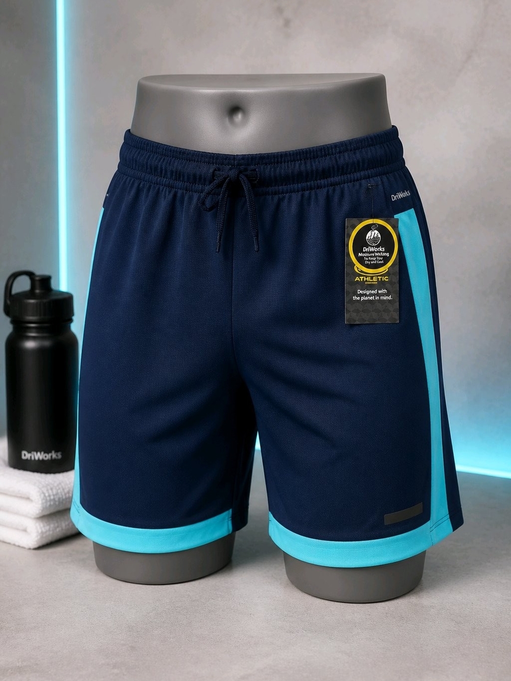 Athletic Works Navy Shorts with Aqua Trim - Boys